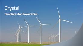  Presentation with windmills - Presentation design having renewable energy - windmills for electric power production background and a teal colored foreground