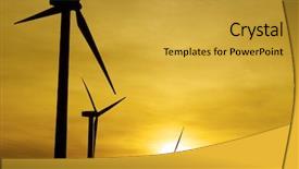  Presentation with energy power - PPT theme having renewable energy - windmills for electric power production background and a gold colored foreground