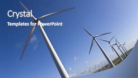  Presentation with windmills - PPT theme enhanced with renewable energy - windmills in windfarm background and a ocean colored foreground