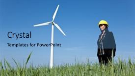  Presentation with management energy - PPT layouts featuring renewable energy constructor standing background and a light blue colored foreground