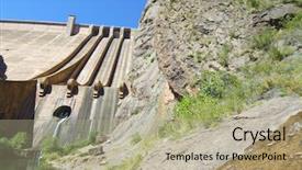  Presentation with hydropower - Slides featuring renewable energy hydropower - hydroelectric dam with blue sky background and a mint green colored foreground
