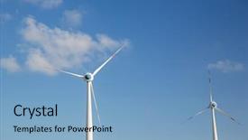 Presentation with energy power - Cool new slides with power concept - wind turbines backdrop and a light blue colored foreground
