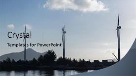  Presentation with energy power - Slide set featuring technology and power concept - turbines background and a light blue colored foreground