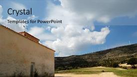  Presentation with wind energy - PPT theme consisting of renewable energy wind power in a spanish landscape background and a light blue colored foreground