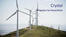  Presentation with windmills - Audience pleasing slide deck consisting of renewal - aligned group of windmills backdrop and a sky blue colored foreground