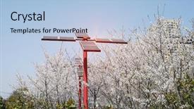  Presentation with solar energy - Audience pleasing presentation design consisting of renewed - ecological energy renewable solar panel backdrop and a light blue colored foreground