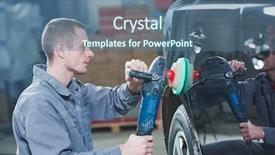  Presentation with auto cad - Colorful presentation theme enhanced with rennovation - auto mechanic buffing car autobody backdrop and a  colored foreground
