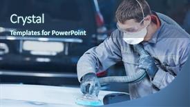  Presentation with auto auction - Amazing PPT layouts having rennovation - auto repairman grinding autobody bonnet backdrop and a  colored foreground