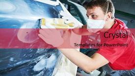  Presentation with automobile - Cool new presentation with rennovation - auto repairman grinding automobile body backdrop and a red colored foreground