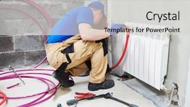  Presentation with plumber - Beautiful slides featuring rennovation - plumber at work installing water backdrop and a light gray colored foreground
