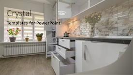  Presentation with interior - Presentation design enhanced with renovated-interior-for-modern-trendy background and a coral colored foreground