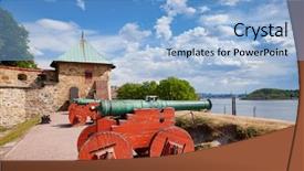  Presentation with loading - Presentation theme enhanced with renovated muzzle-loading cannons background and a light blue colored foreground