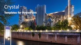  Presentation with notre dame paris france - Theme having renovated-notre-dame-cathedral background and a ocean colored foreground