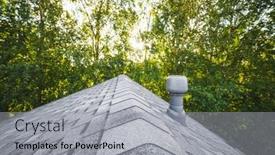  Presentation with shingles roof - Presentation having renovated-roof-ridge-with-shingles background and a light gray colored foreground