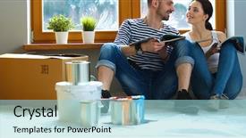  Presentation with renovation - Theme enhanced with renovation - attractive couple sitting on home background and a light blue colored foreground