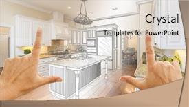  Presentation with kitchen design - Colorful presentation design enhanced with renovation - female hands framing gradated custom backdrop and a lemonade colored foreground