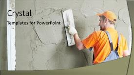  Presentation with home renovation - Cool new presentation theme with renovation at home plasterer smoothing backdrop and a light gray colored foreground
