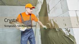  Presentation with home renovation - Slide set having renovation at home plasterer spreading background and a yellow colored foreground