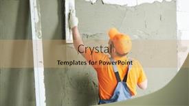  Presentation with home renovation - Colorful slides enhanced with renovation-at-home-plasterer-spreading backdrop and a coral colored foreground