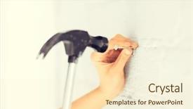  Presentation with architecture home - Theme featuring renovation concept - architect hammering nail background and a  colored foreground