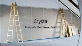  Presentation with vintage interior brick wall - Presentation featuring renovation interior with two ladders background and a light gray colored foreground