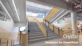  Presentation with hong kong - Presentation theme featuring renovation-of-central-market background and a coral colored foreground