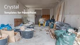  Presentation with old house - Presentation design with renovation-of-old-house-garage background and a gray colored foreground