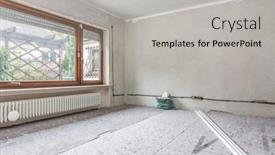  Presentation with house window - PPT theme having renovation-of-old-house-room background and a light gray colored foreground