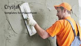  Presentation with plaster - Audience pleasing slide deck consisting of renovation plasterer putting plaster backdrop and a light gray colored foreground