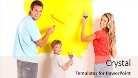  Presentation with home renovation - Cool new PPT theme with renovation young family painting interior wall of home backdrop and a lemonade colored foreground
