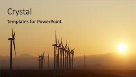  Presentation with windmills - Presentation theme enhanced with renowable electric production at sun background and a soft green colored foreground