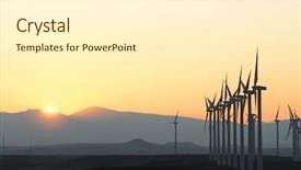  Presentation with windmills - Beautiful PPT theme featuring renowable electric production at sun backdrop and a white colored foreground