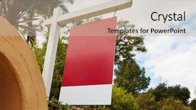  Presentation with real estate - Cool new slide deck with rent sign on real estate backdrop and a  colored foreground