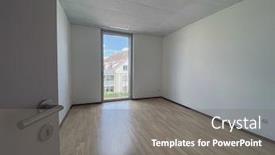  Presentation with apartment - Colorful PPT theme enhanced with rental-apartment-cleaned-and-ready backdrop and a gray colored foreground