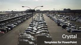  Presentation with car parking lot - Slide set consisting of rental cars parking lot - car park at airport background and a dark gray colored foreground