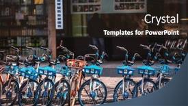  Presentation with electric - PPT layouts with rental-electric-bikes-parked background and a wine colored foreground