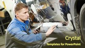  Presentation with auto industry - Audience pleasing slides consisting of repaint at auto repair shop backdrop and a tawny brown colored foreground