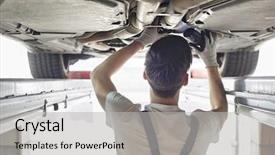  Presentation with mechanic repair - Slides having repair - rear view of automobile mechanic background and a light gray colored foreground