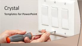  Presentation with electronic switch - PPT layouts enhanced with repair - switch repairing background and a sky blue colored foreground