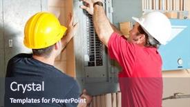  Presentation with circuit breaker - Slide deck consisting of repair an industrial circuit breaker background and a tawny brown colored foreground