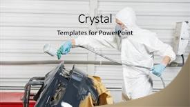  Presentation with mechanic shop - Audience pleasing PPT theme consisting of car bumper at automobile repair backdrop and a light gray colored foreground