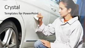  Presentation with car service - Audience pleasing slide set consisting of station with color example cards backdrop and a white colored foreground