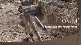  Presentation with pipes network - Presentation design with repair-and-replacement-main-pipeline background and a tawny brown colored foreground