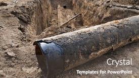  Presentation with pipes network - Audience pleasing presentation design consisting of repair-and-replacement-main-pipeline backdrop and a dark gray colored foreground