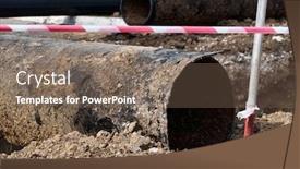  Presentation with pipes network - Colorful presentation design enhanced with repair-and-replacement-main-pipeline backdrop and a violet colored foreground