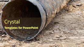  Presentation with pipes network - PPT theme having repair-and-replacement-main-pipeline background and a tawny brown colored foreground