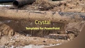  Presentation with pipes network - Amazing slide deck having repair-and-replacement-main-pipeline backdrop and a tawny brown colored foreground