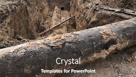  Presentation with pipes network - Colorful PPT theme enhanced with repair-and-replacement-main-pipeline backdrop and a tawny brown colored foreground