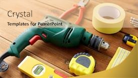  Presentation with repair - Audience pleasing presentation theme consisting of repair-building-and-carpentry-concept backdrop and a lemonade colored foreground