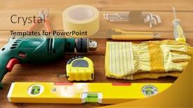  Presentation with repair - Cool new slide set with repair-building-and-carpentry-concept backdrop and a yellow colored foreground